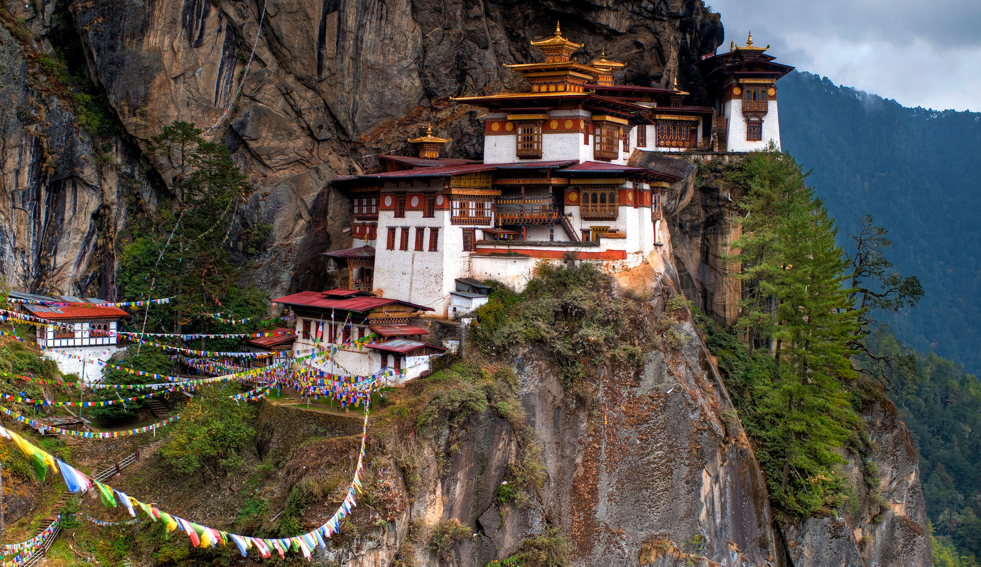 Taktsang Tiger's Nest Monastery perched on a cliff in Paro, Bhutan