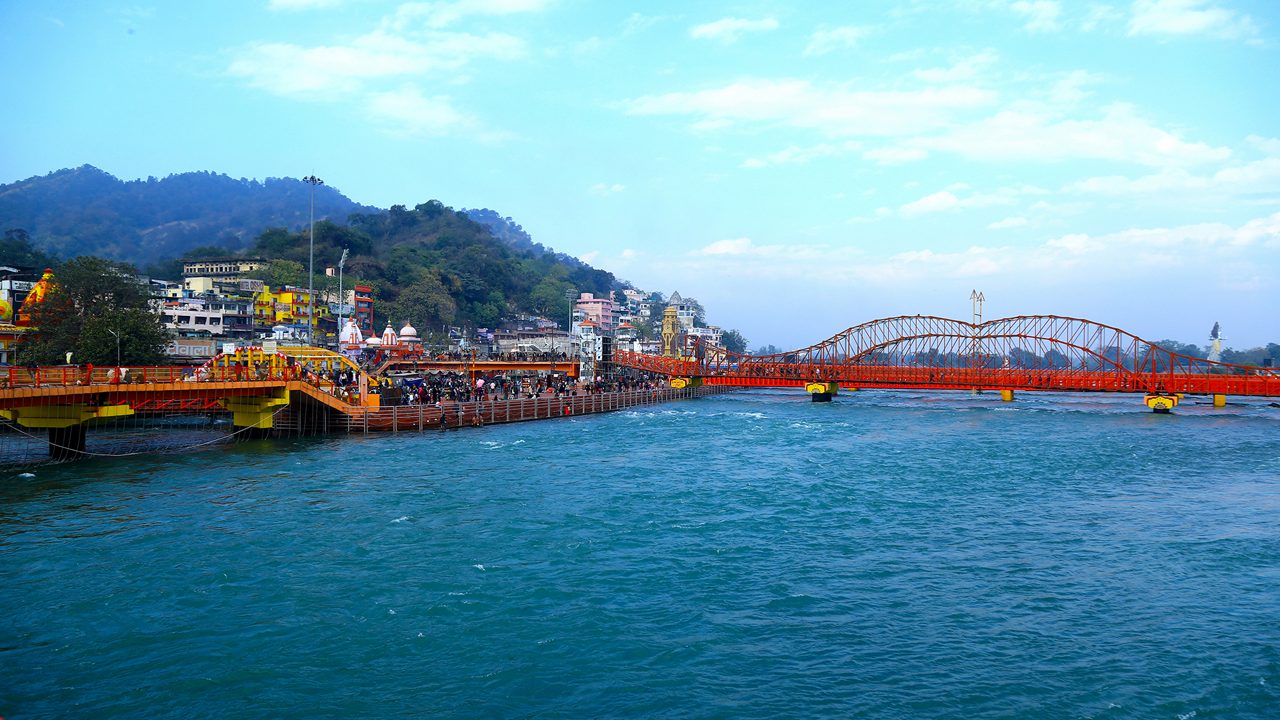 Ganga Ghat at Haridwar with sacred steps and temples