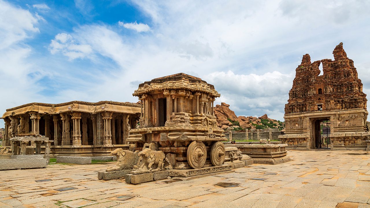 Hampi heritage monuments and ruins landscape