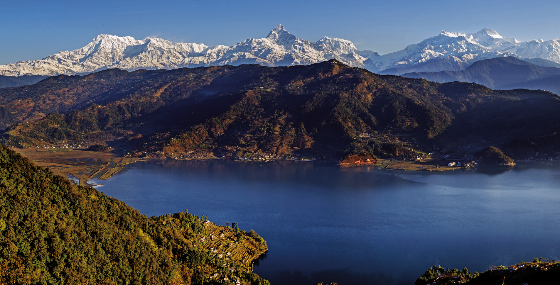 Pokhara mountain views at sunrise