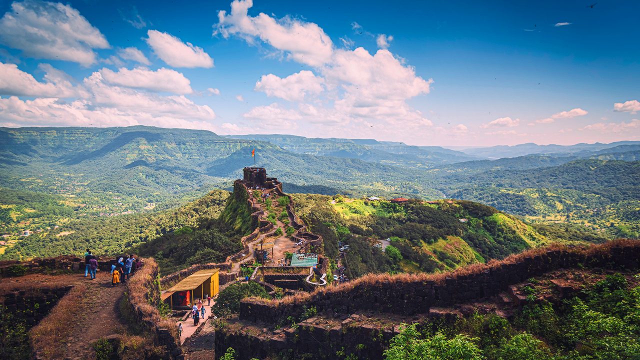Pratapgad Fort overlooking the valleys of Mahabaleshwar