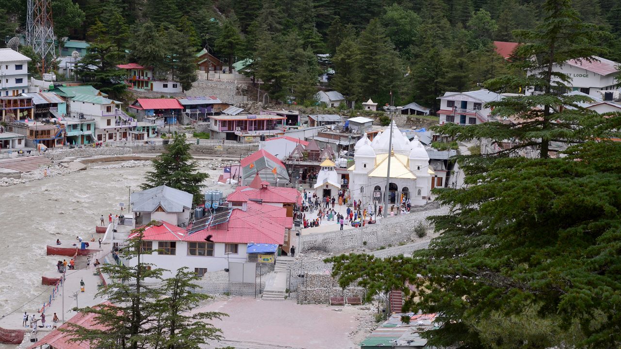 Gangotri Temple nestled in the Himalayan mountains of Uttarakhand