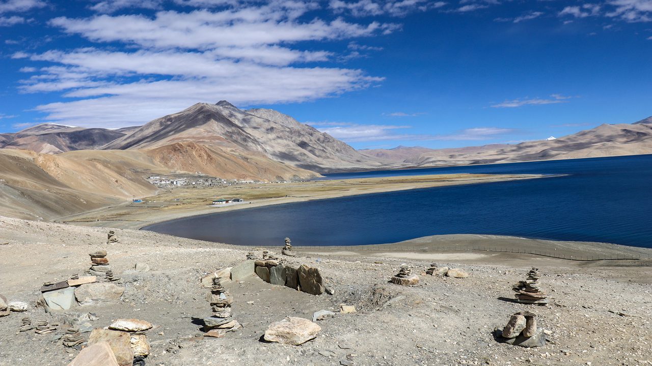 Pangong Lake at sunrise in Ladakh